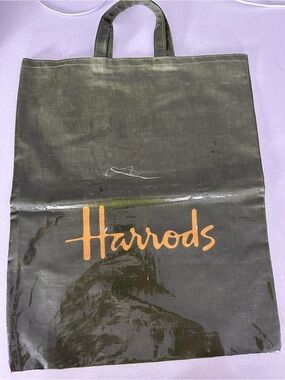 Harrods Dark Green Tote with Orange Logo